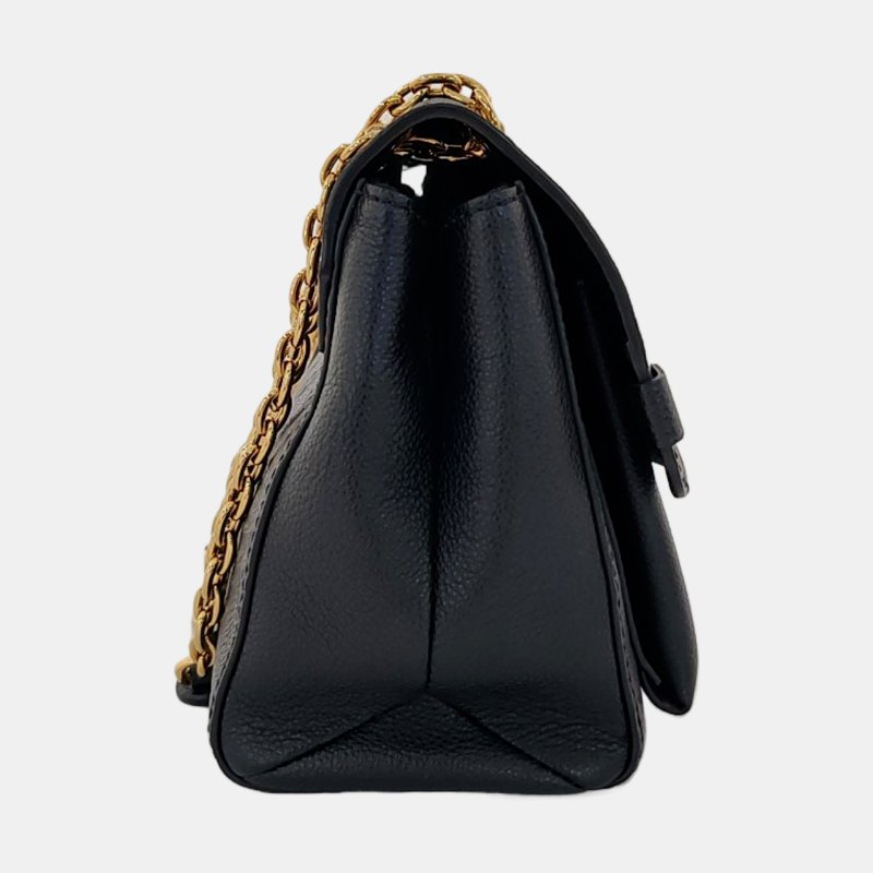 LOUIS VUITTON VAVIN 小 號黑色牛皮老花壓紋單肩包斜挎包 金色五金-3