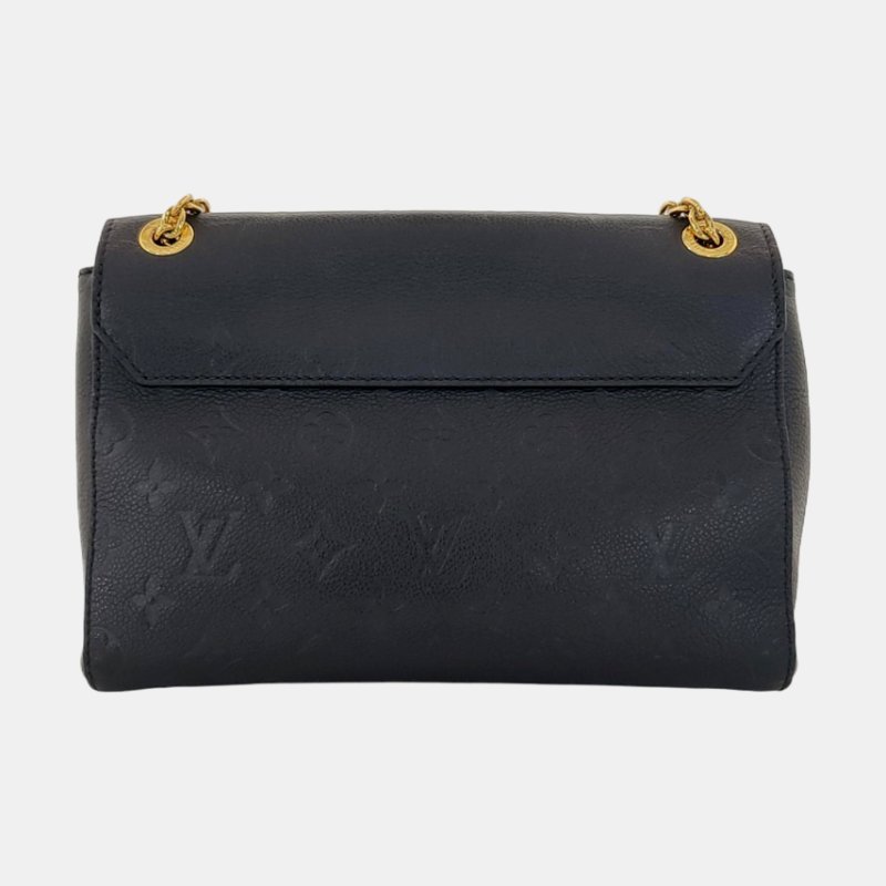 LOUIS VUITTON VAVIN 小 號黑色牛皮老花壓紋單肩包斜挎包 金色五金-4