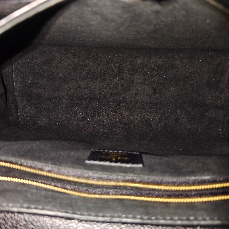 LOUIS VUITTON VAVIN 小 號黑色牛皮老花壓紋單肩包斜挎包 金色五金-6