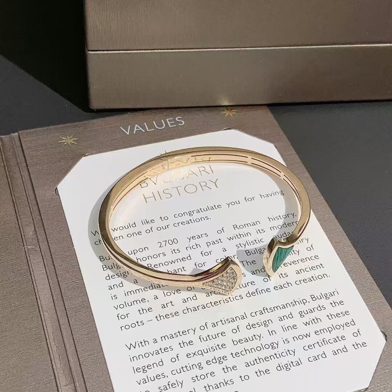 Bvlgari寶格麗DIVAS‘DREAM系列扇子手鐲，玫瑰金滿鑽➕孔雀石  知性 氣質s碼，2021購入-5