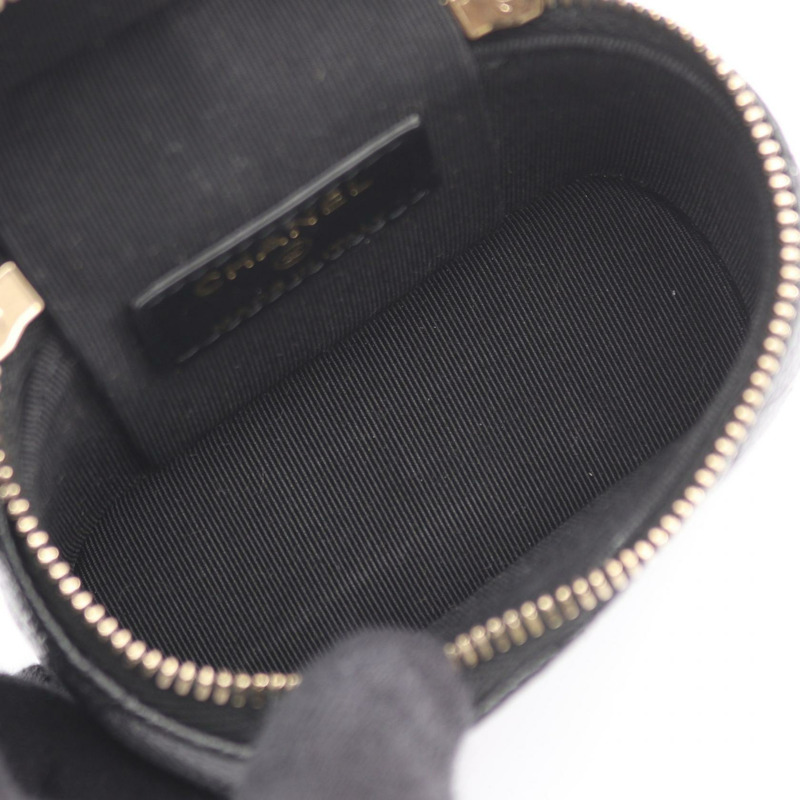 香奈兒 (CHANEL) Matelasse 鏈條肩背包，粒面小牛皮，黑色，二手，女士，金色五金 CC-2