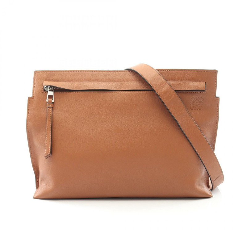 LOEWE T 字形斜背包,棕色皮革,男士二手-0