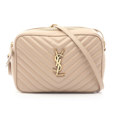 SAINT LAURENT PARIS LOU Monogram 相機肩包 761554 皮革 米色 二手