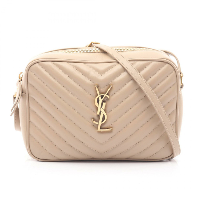 SAINT LAURENT PARIS LOU Monogram 相機肩包 761554 皮革 米色 二手-0