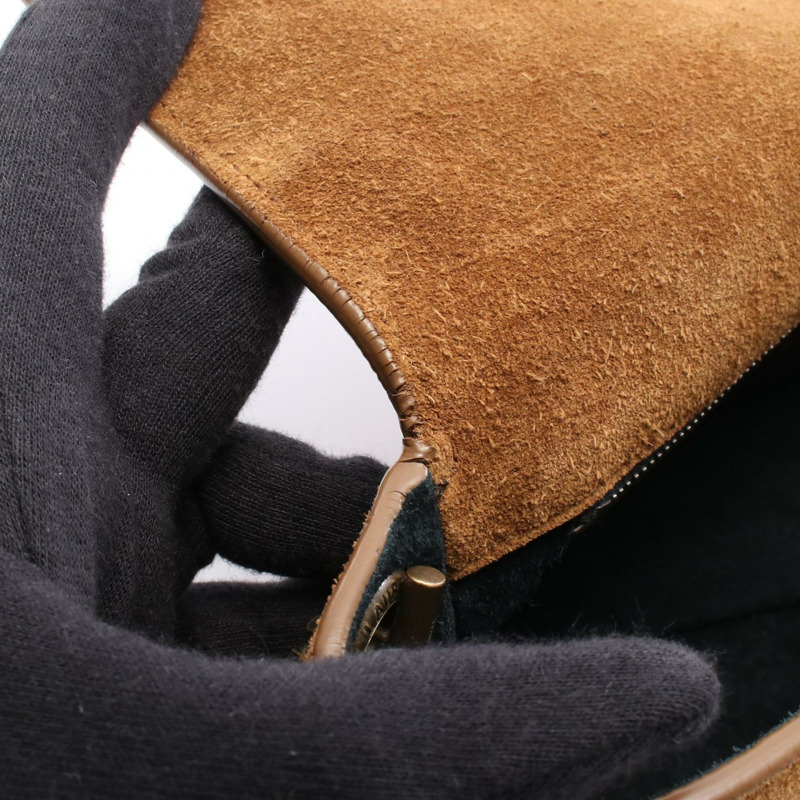 SAINT LAURENT PARIS Kate Studs Monogram 肩包 609809 棕色絨面革 二手-4