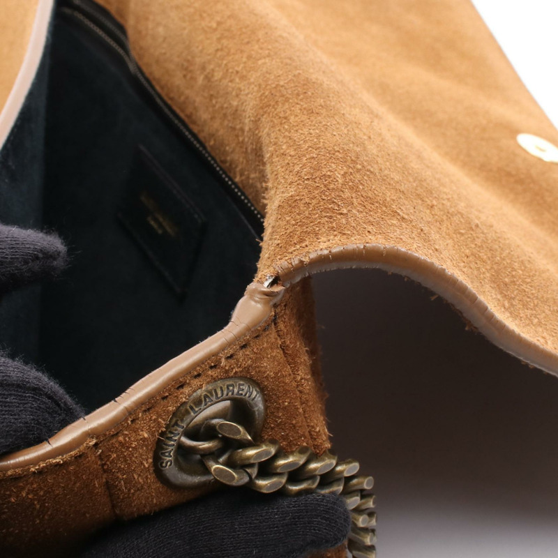 SAINT LAURENT PARIS Kate Studs Monogram 肩包 609809 棕色絨面革 二手-5