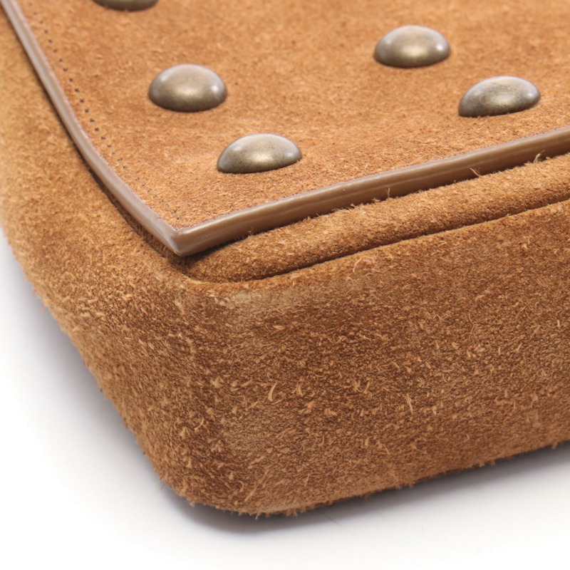 SAINT LAURENT PARIS Kate Studs Monogram 肩包 609809 棕色絨面革 二手-6