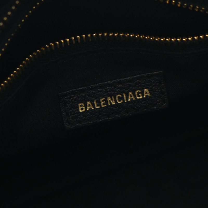 BALENCIAGA 經典金屬邊飾都會單肩手提包 390160 黑色皮革 二手-3