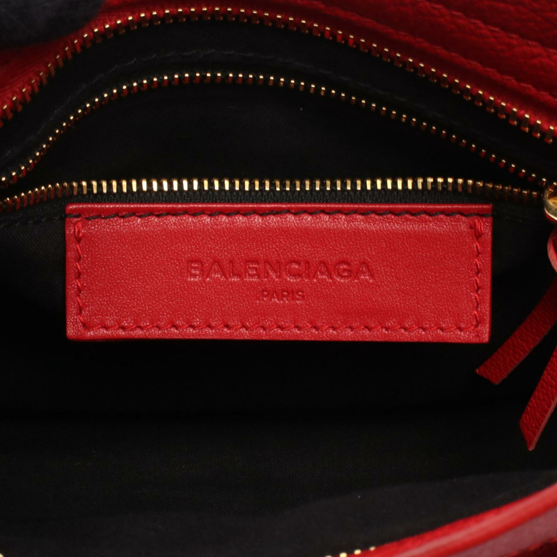 BALENCIAGA 經典金屬邊飾都會單肩手提包 390160 紅色皮革 二手-3