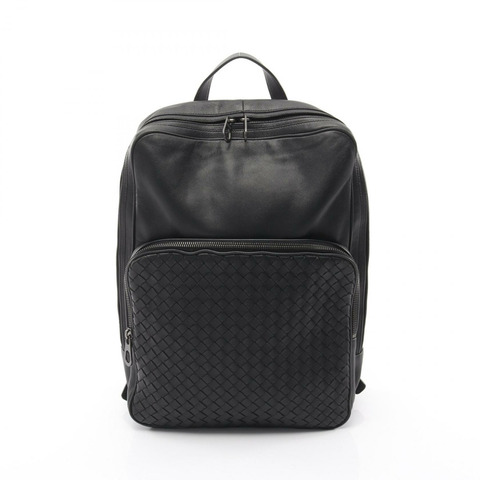 BOTTEGA VENETA Intrecciato 編織雙肩包，黑色真皮，男士二手