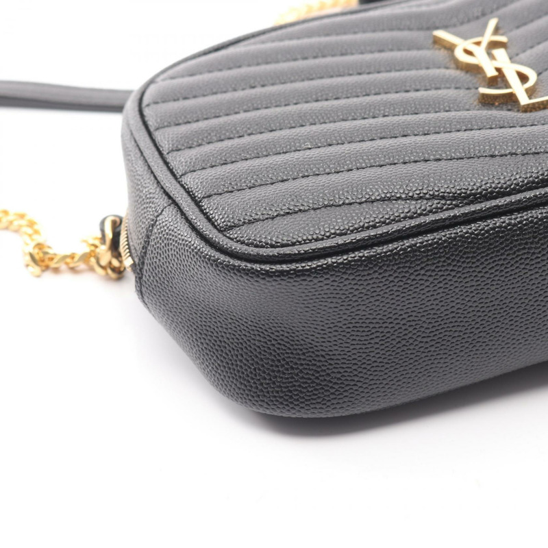 SAINT LAURENT PARIS LOU 斜背鏈條單肩包，黑色皮革，二手女款-5