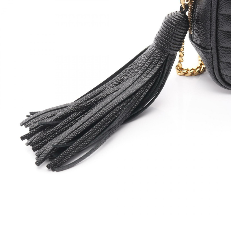 SAINT LAURENT PARIS LOU 斜背鏈條單肩包，黑色皮革，二手女款-7