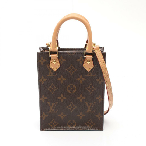 路易威登 Petit Sac Plat 單肩手提包 M69442 Monogram 帆布 棕色 二手