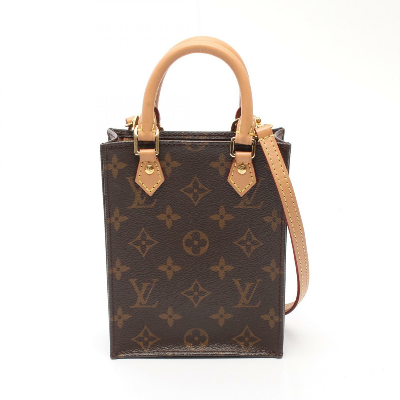 路易威登 Petit Sac Plat 單肩手提包 M69442 Monogram 帆布 棕色 二手-0