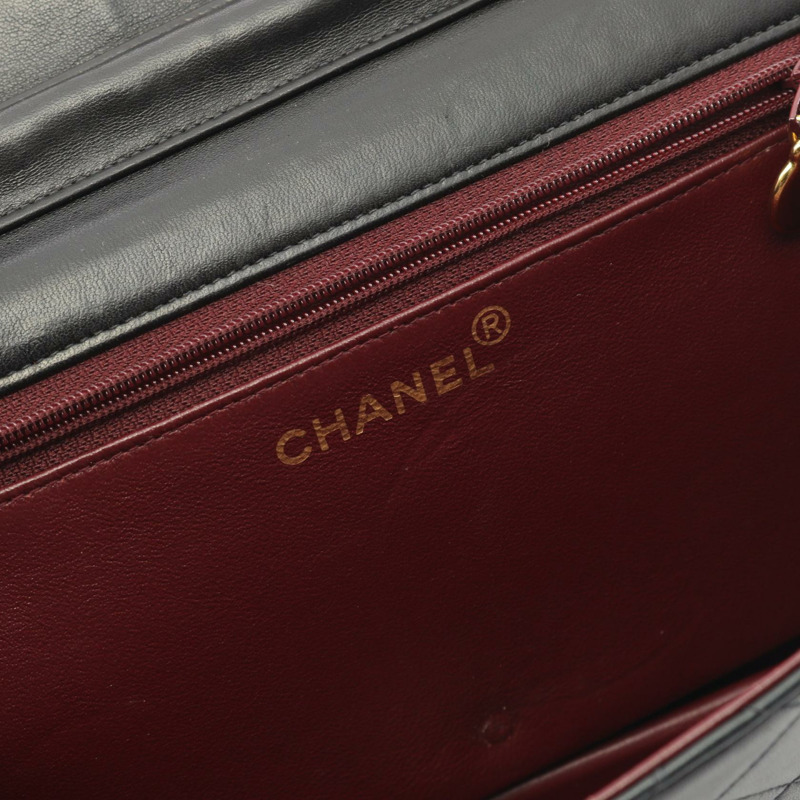 香奈兒 (CHANEL) 絎縫鏈條單肩包，羊皮材質，黑色，二手，女士款，金色五金-3