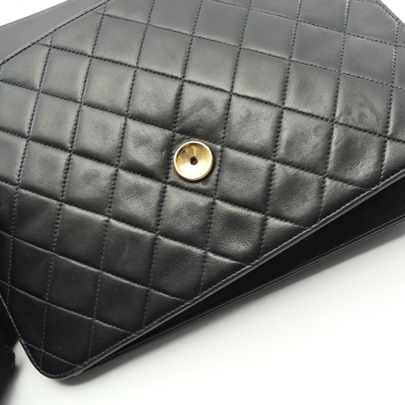 香奈兒 (CHANEL) 絎縫鏈條單肩包，羊皮材質，黑色，二手，女士款，金色五金-6