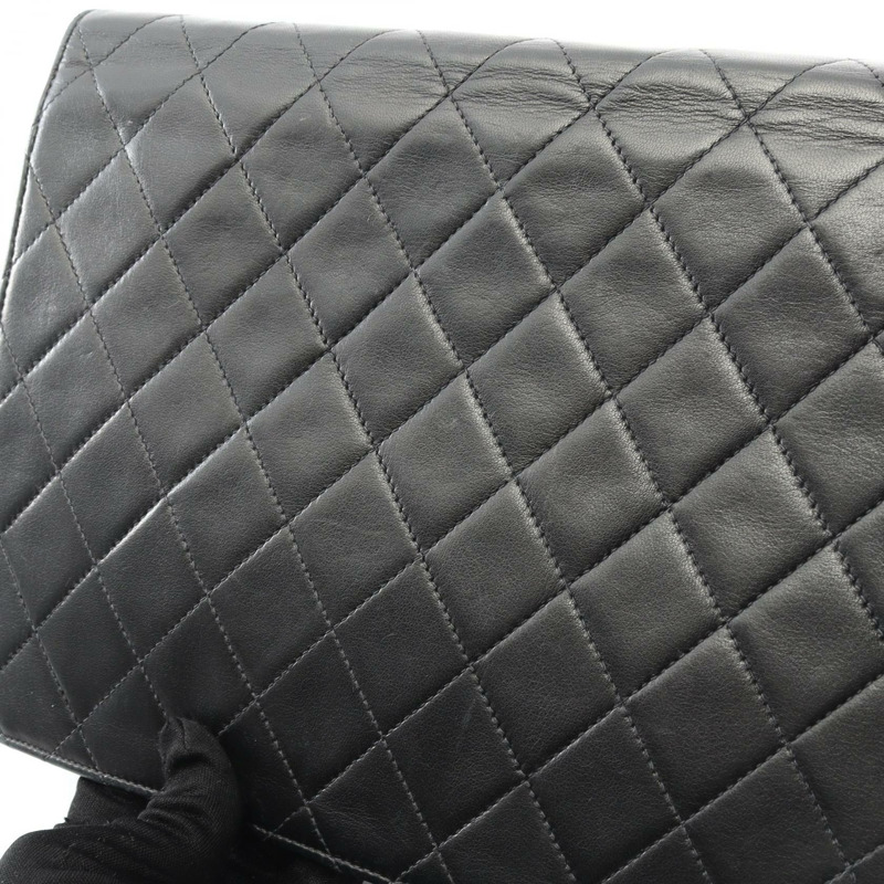 香奈兒 (CHANEL) 絎縫鏈條單肩包，羊皮材質，黑色，二手，女士款，金色五金-9