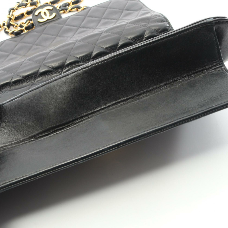 香奈兒 (CHANEL) 絎縫鏈條單肩包，羊皮材質，黑色，二手，女士款，金色五金-10