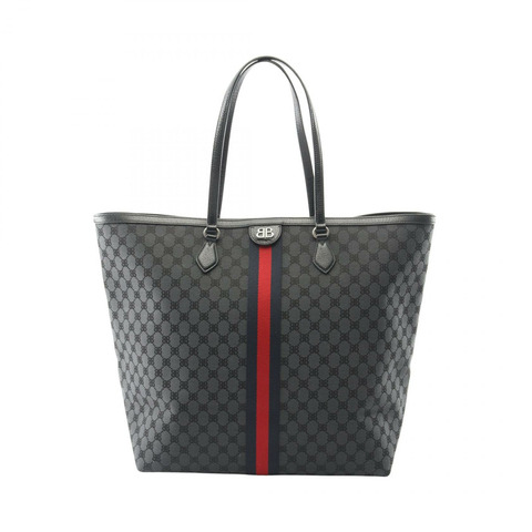 BALENCIAGA x GUCCI 大號托特包 680127 帆布皮革 黑色 紅色 二手 男士
