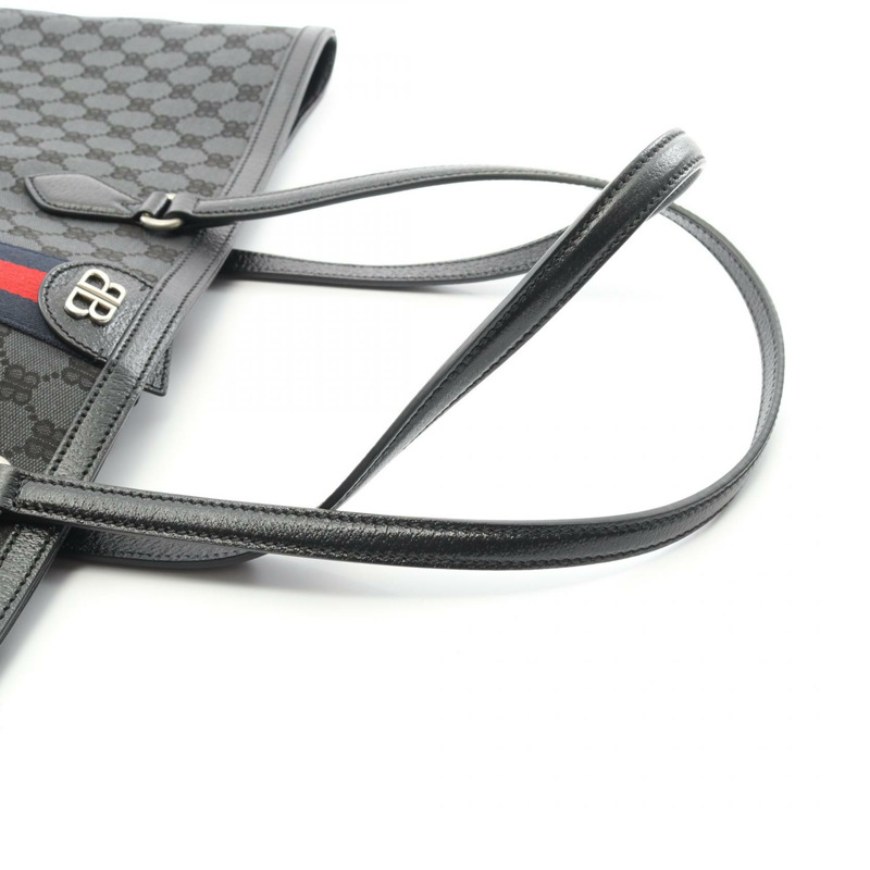 BALENCIAGA x GUCCI 大號托特包 680127 帆布皮革 黑色 紅色 二手 男士-7