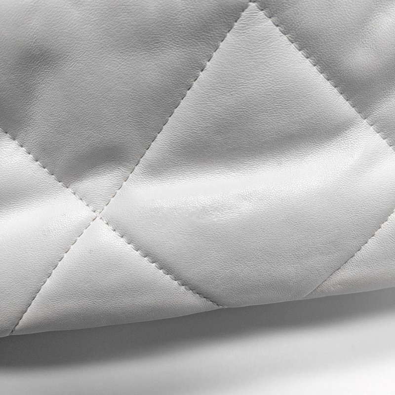 CHANEL CHANEL19小號白色羊皮菱格紋絎縫單肩包手提包斜挎包 金色銀色釕色五金-12