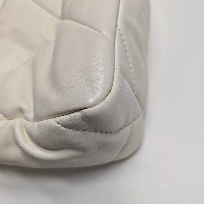 CHANEL CHANEL19小號白色羊皮菱格紋絎縫單肩包手提包斜挎包 金色銀色釕色五金-13