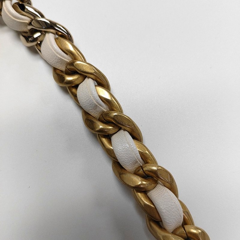 CHANEL CHANEL19小號白色羊皮菱格紋絎縫單肩包手提包斜挎包 金色銀色釕色五金-14