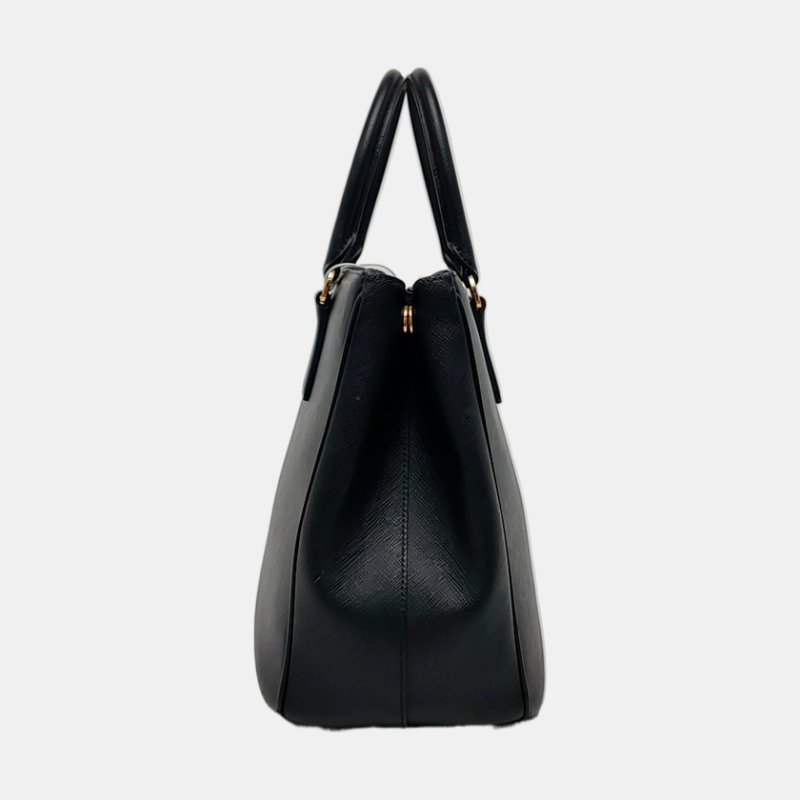 PRADA Galleria 大號 黑色牛皮徽標殺手包單肩包手提包 金色五金 可拆卸肩帶-2