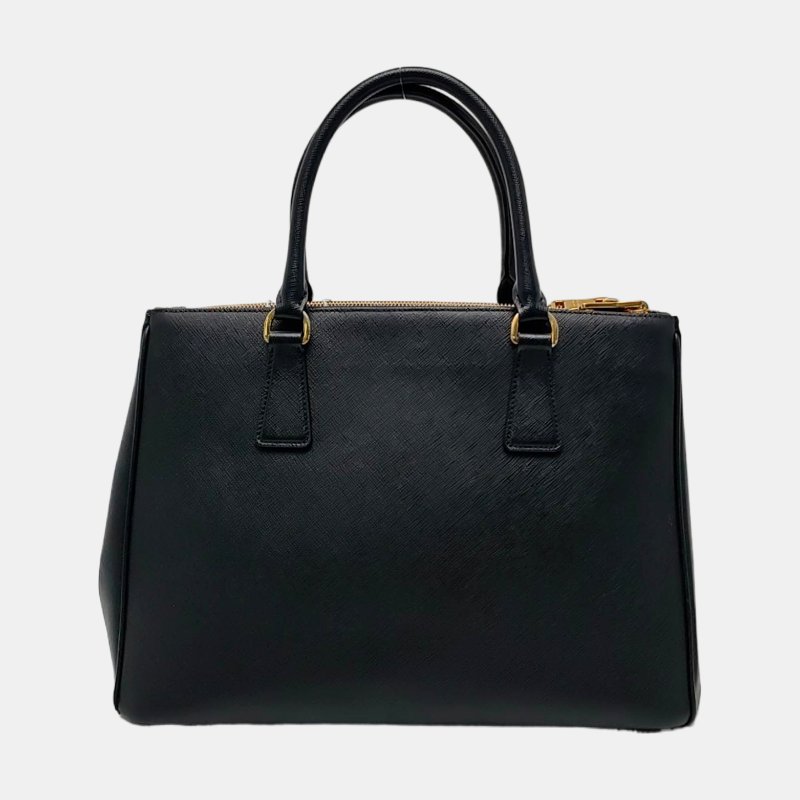 PRADA Galleria 大號 黑色牛皮徽標殺手包單肩包手提包 金色五金 可拆卸肩帶-4