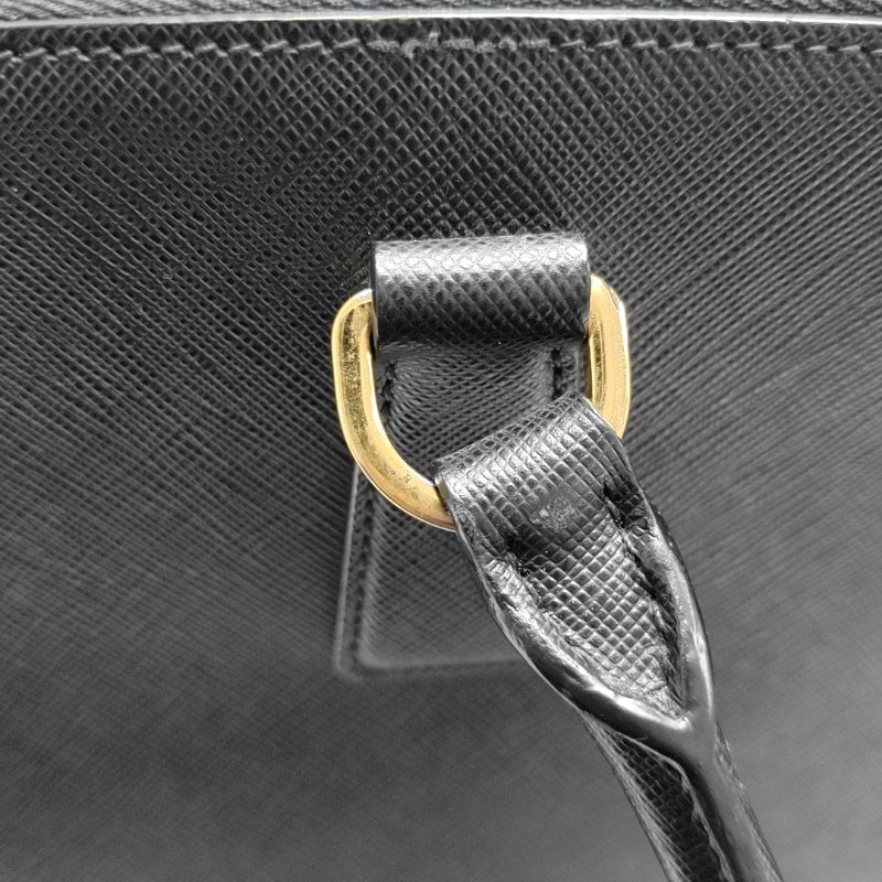 PRADA Galleria 大號 黑色牛皮徽標殺手包單肩包手提包 金色五金 可拆卸肩帶-8