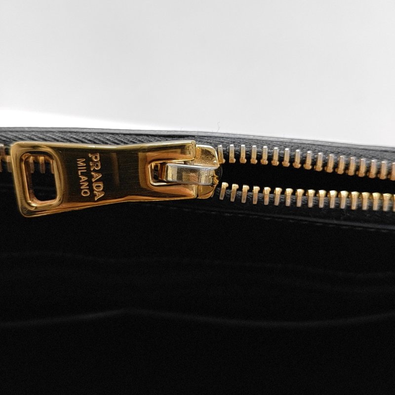 PRADA Galleria 大號 黑色牛皮徽標殺手包單肩包手提包 金色五金 可拆卸肩帶-11