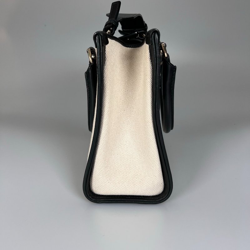 BVLGARI 金字白帆布托特包-3