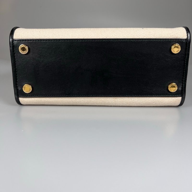 BVLGARI 金字白帆布托特包-4