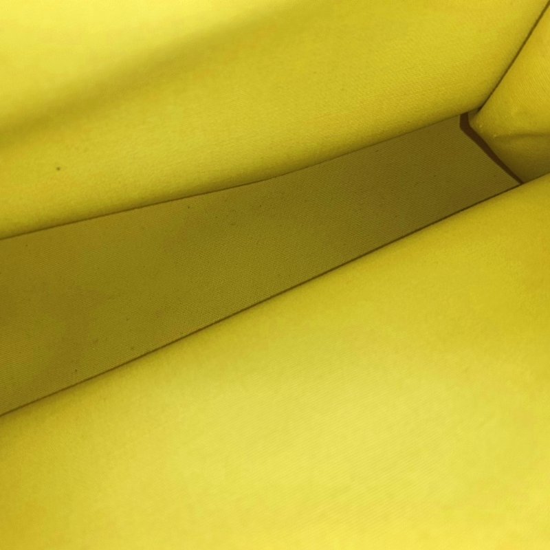 HERMES Herbag 31檸檬黃帆布單肩包手提包斜挎包銀色五金回刻子袋可拆卸肩帶-11