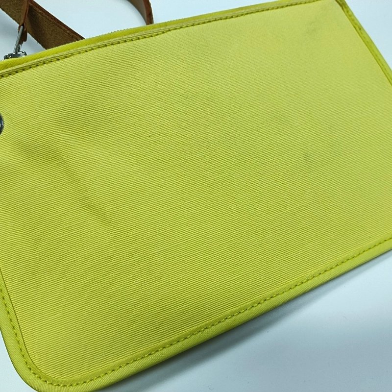 HERMES Herbag 31檸檬黃帆布單肩包手提包斜挎包銀色五金回刻子袋可拆卸肩帶-13