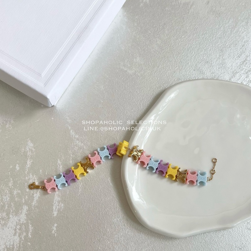 Celine糖果色凱旋門手鍊 三段調節鍊-3