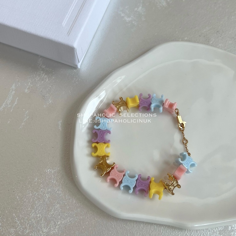 Celine糖果色凱旋門手鍊 三段調節鍊-4