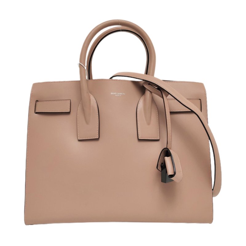 YSL SAC DE JOUR 小號 裸粉色牛皮單肩包手提包 黑色五金 子袋 可拆卸肩帶-0