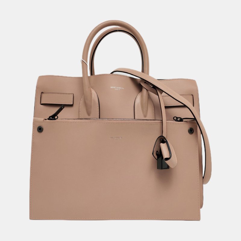 YSL SAC DE JOUR 小號 裸粉色牛皮單肩包手提包 黑色五金 子袋 可拆卸肩帶-7