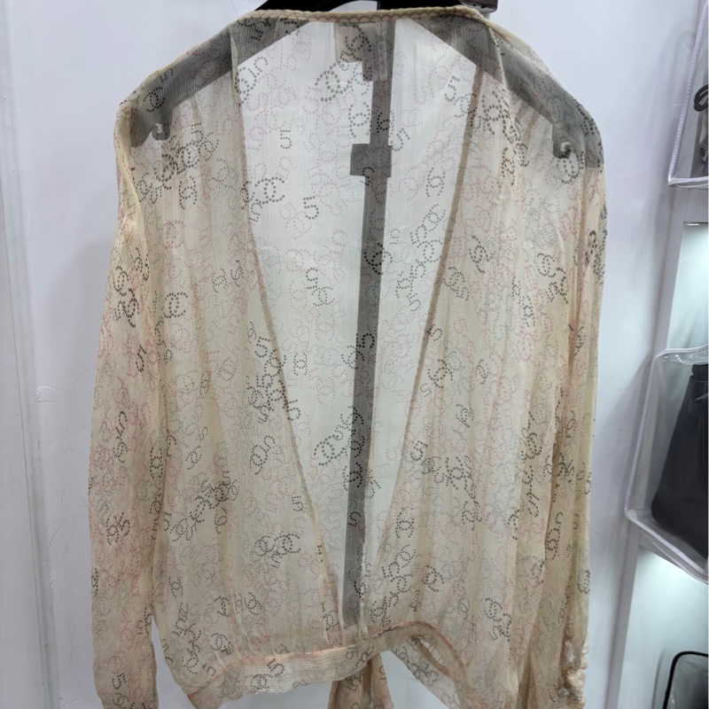 Chanel拼貼CC桑蠶絲吊帶開襟衫 42碼-1