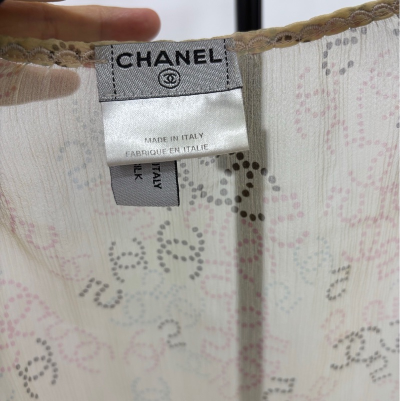 Chanel拼貼CC桑蠶絲吊帶開襟衫 42碼-2