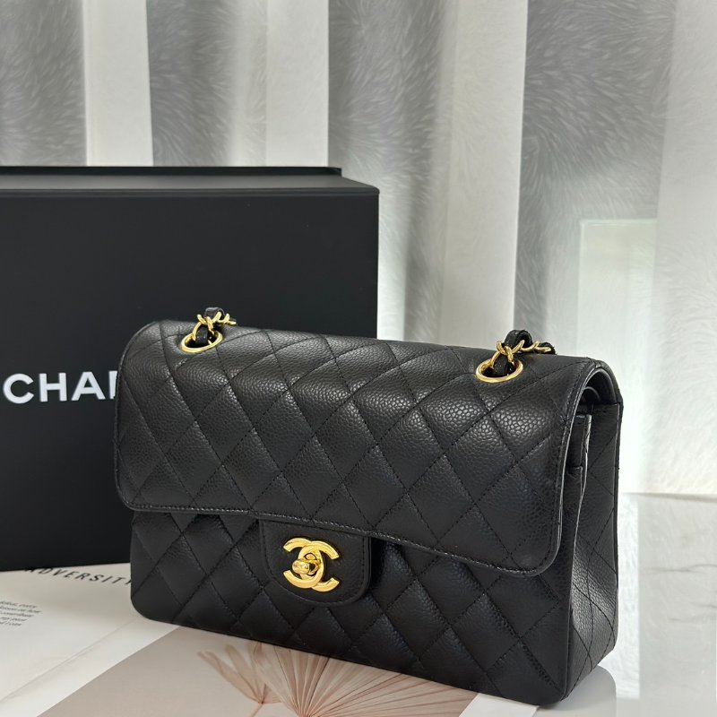 CHANEL 經典口蓋包 CF23 - 粒面牛皮黑金-3