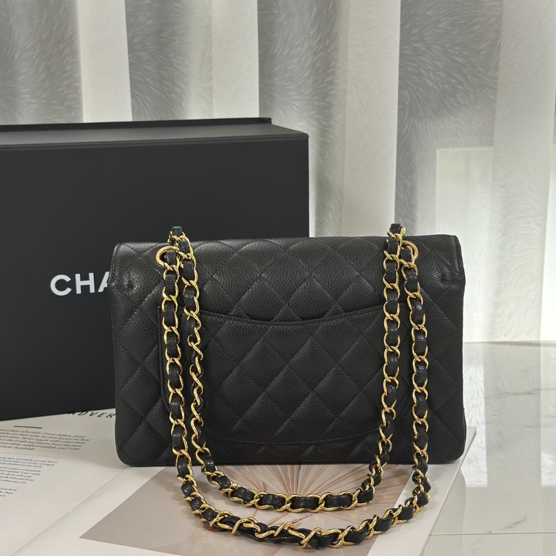 CHANEL 經典口蓋包 CF23 - 粒面牛皮黑金-4