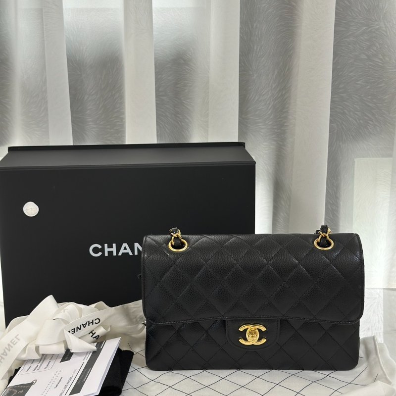 CHANEL 經典口蓋包 CF23 - 粒面牛皮黑金-8