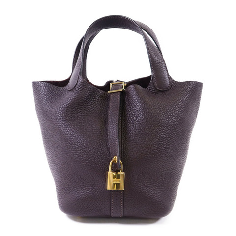 HERMES Clemence皮革Picotin PM金扣手挽袋