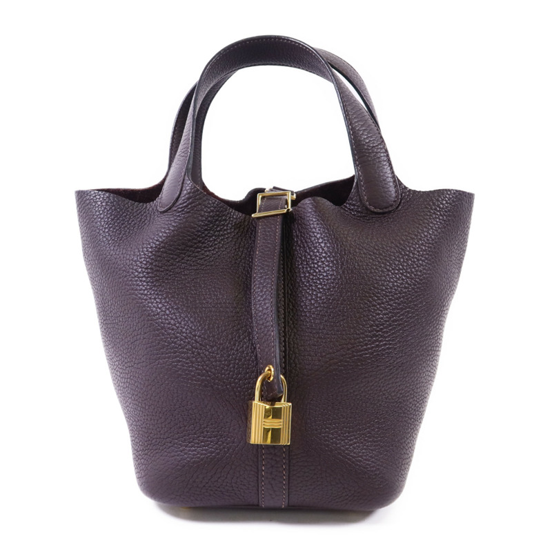 HERMES Clemence皮革Picotin PM金扣手挽袋-0