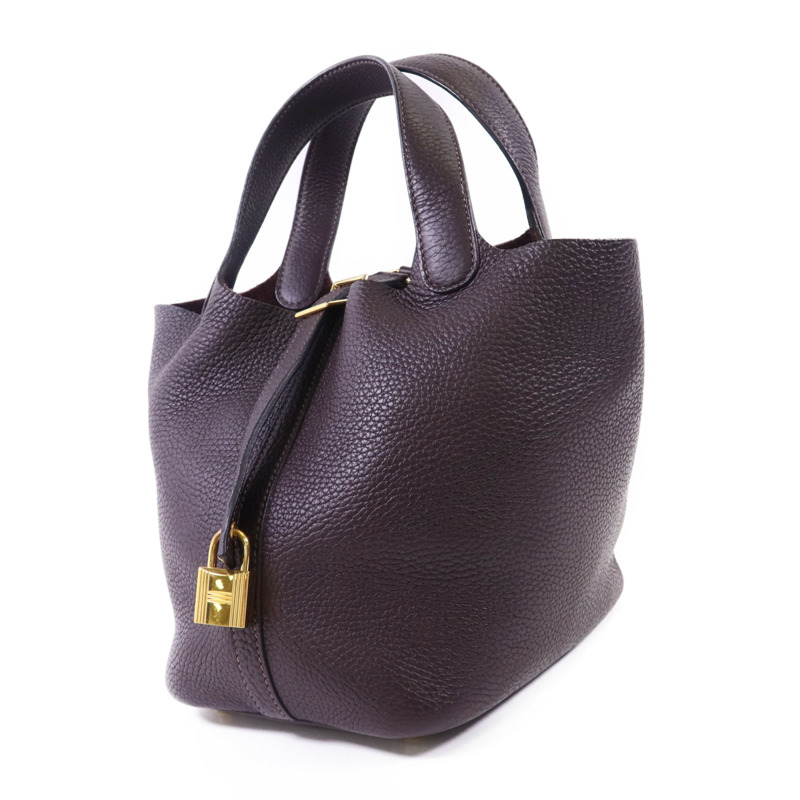 HERMES Clemence皮革Picotin PM金扣手挽袋-1