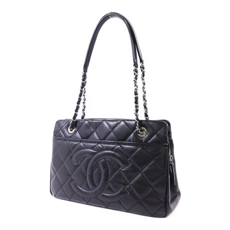 CHANEL 牛皮皮革Chain Shoulder銀扣鏈帶肩背袋-2