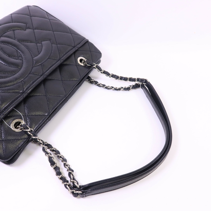 CHANEL 牛皮皮革Chain Shoulder銀扣鏈帶肩背袋-4