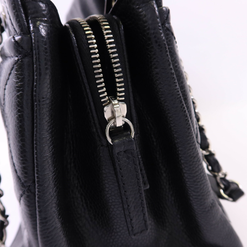 CHANEL 牛皮皮革Chain Shoulder銀扣鏈帶肩背袋-9